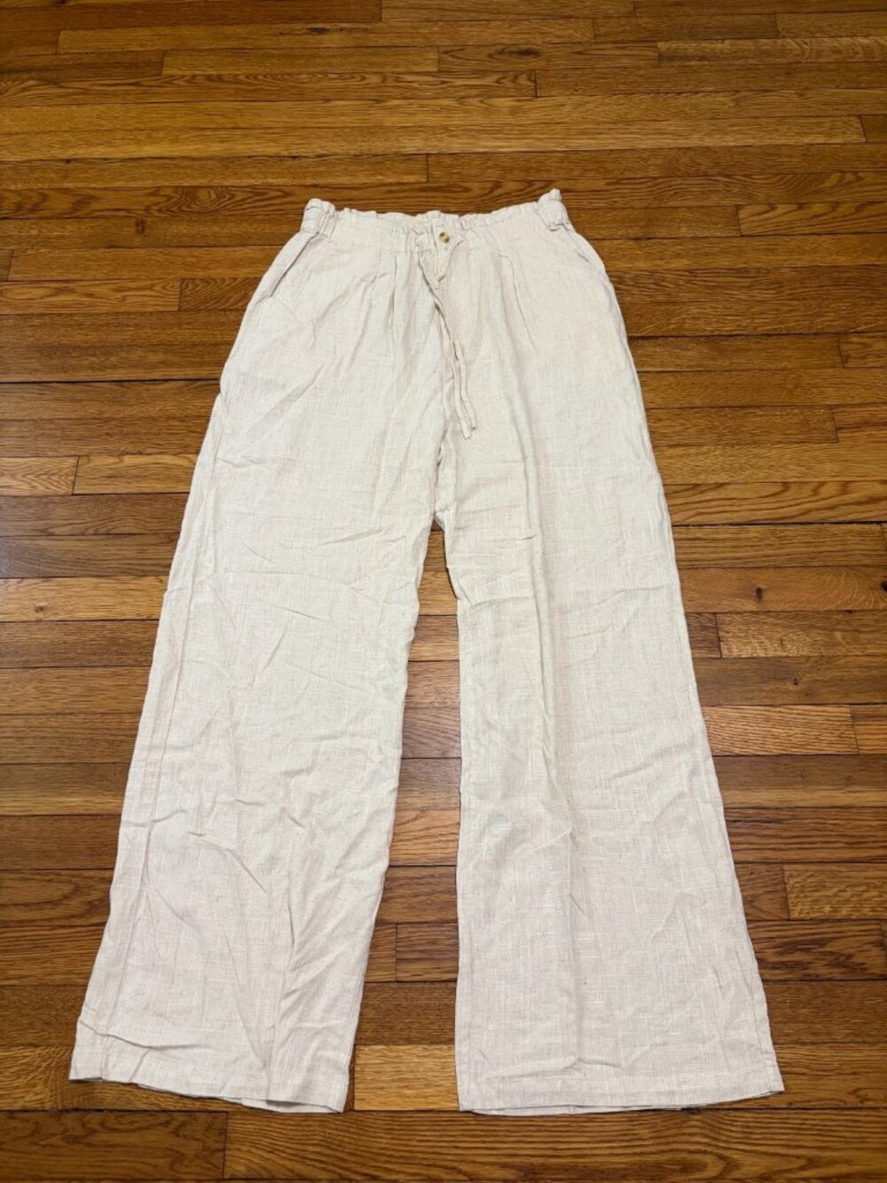 Thread & Supply High Rise Wide Leg Linen Blend Pants Beige Women’s Size XL NWT